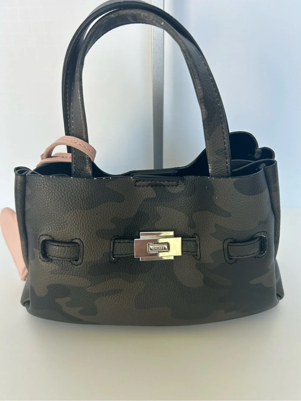 DKNY Camouflage Leather Tote with Silver Hardware